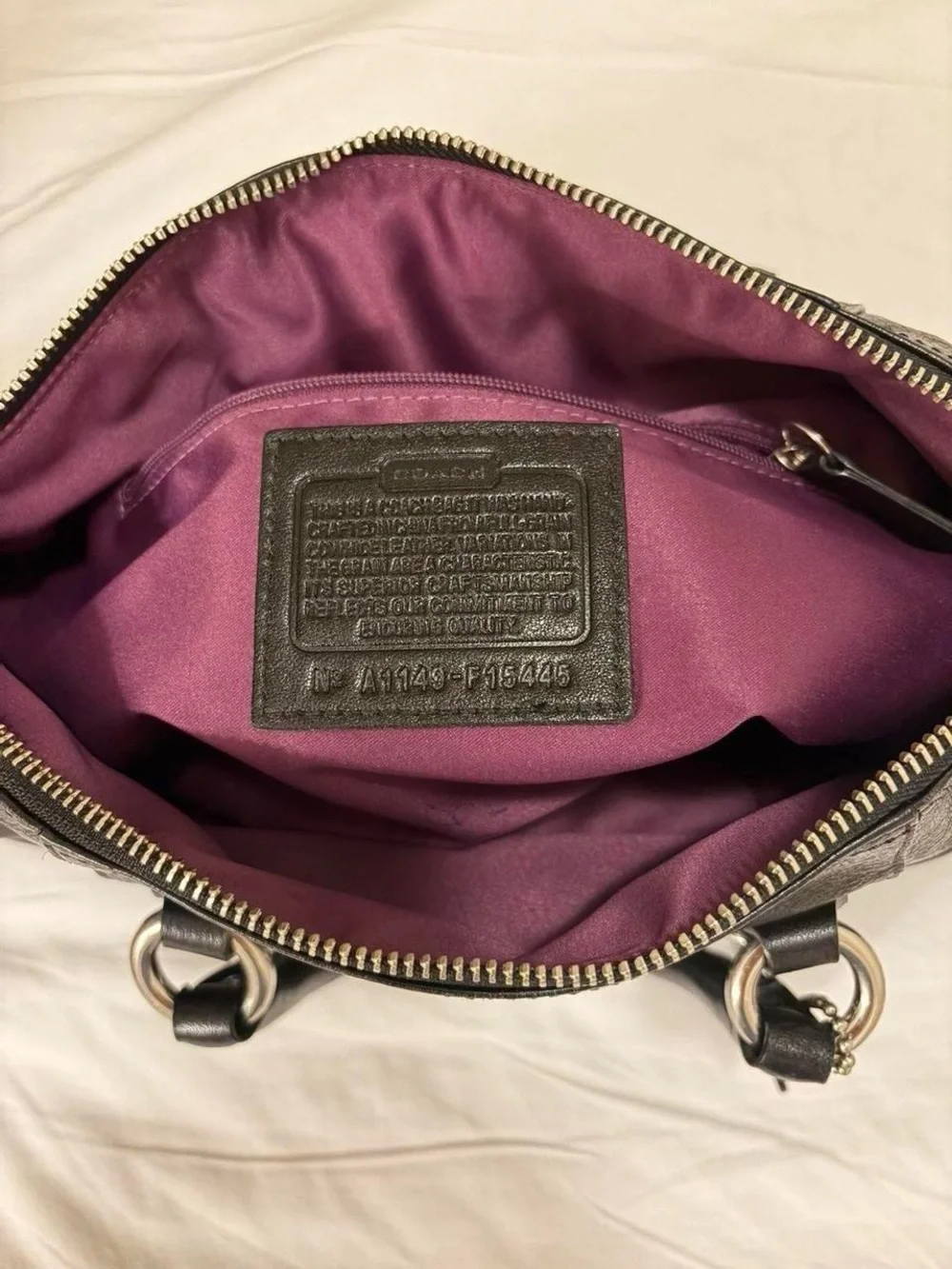 Coach Black Leather Satchel with Silver Hardware